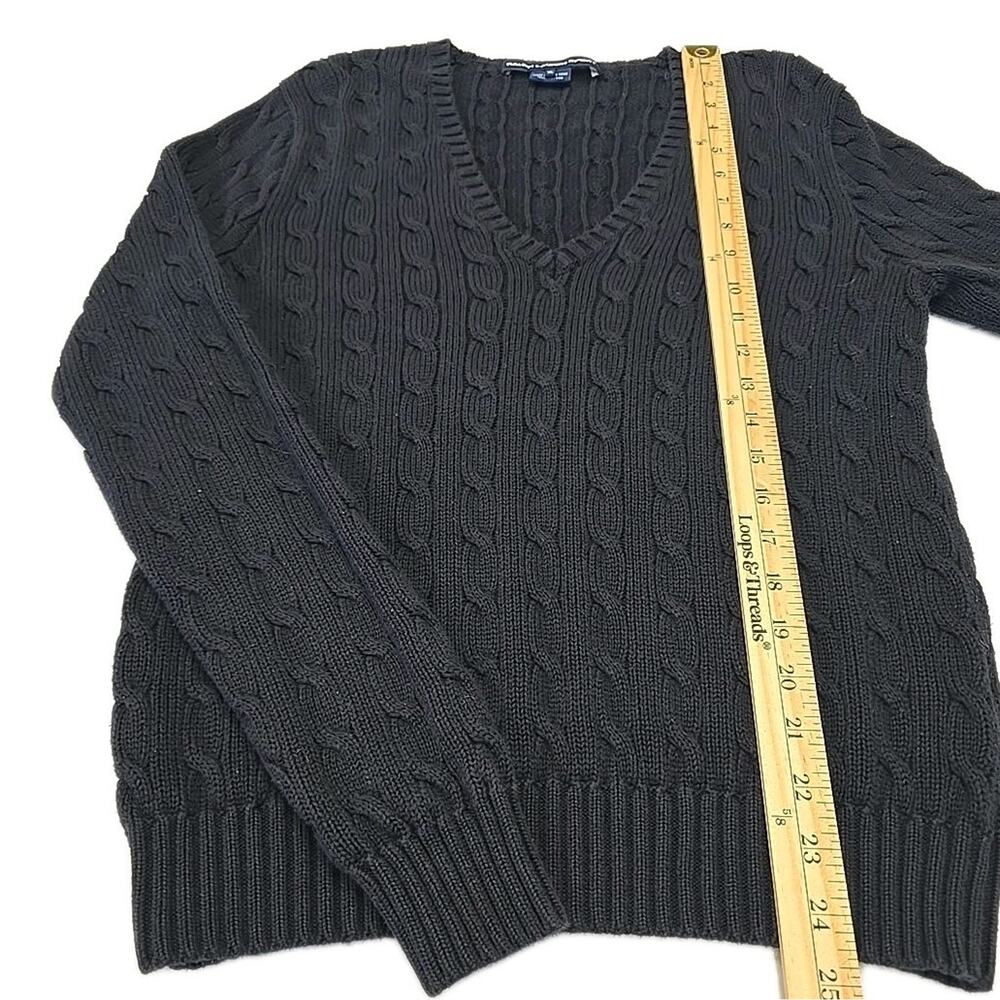 VTG Ralph Lauren Sport Cable Knit V-Neck Sweater Black Purple Pony Preppy Y2K - Picture 5 of 7